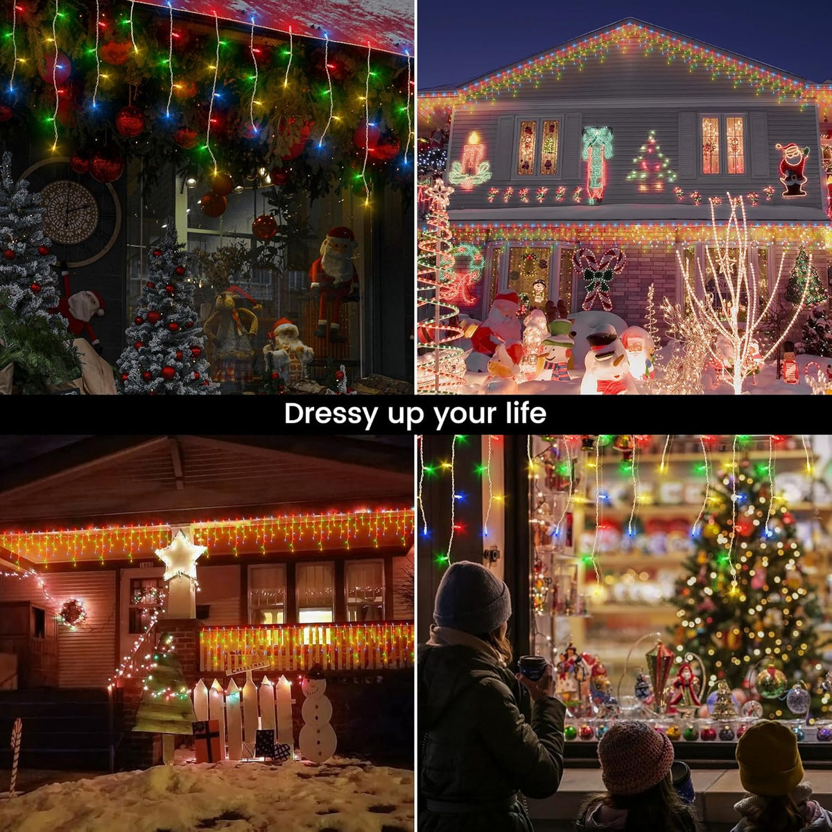 Icicle Christmas Lights Outdoor,23FT 200 Count Multicolor Icicle Lights Indoor with White