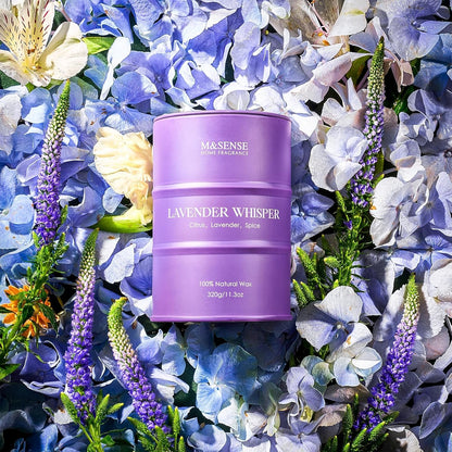 M&SENSE Lavender Soy Candles for Home Scented 11.6oz 70 Hour Long Burning, Aromatherapy Candle for