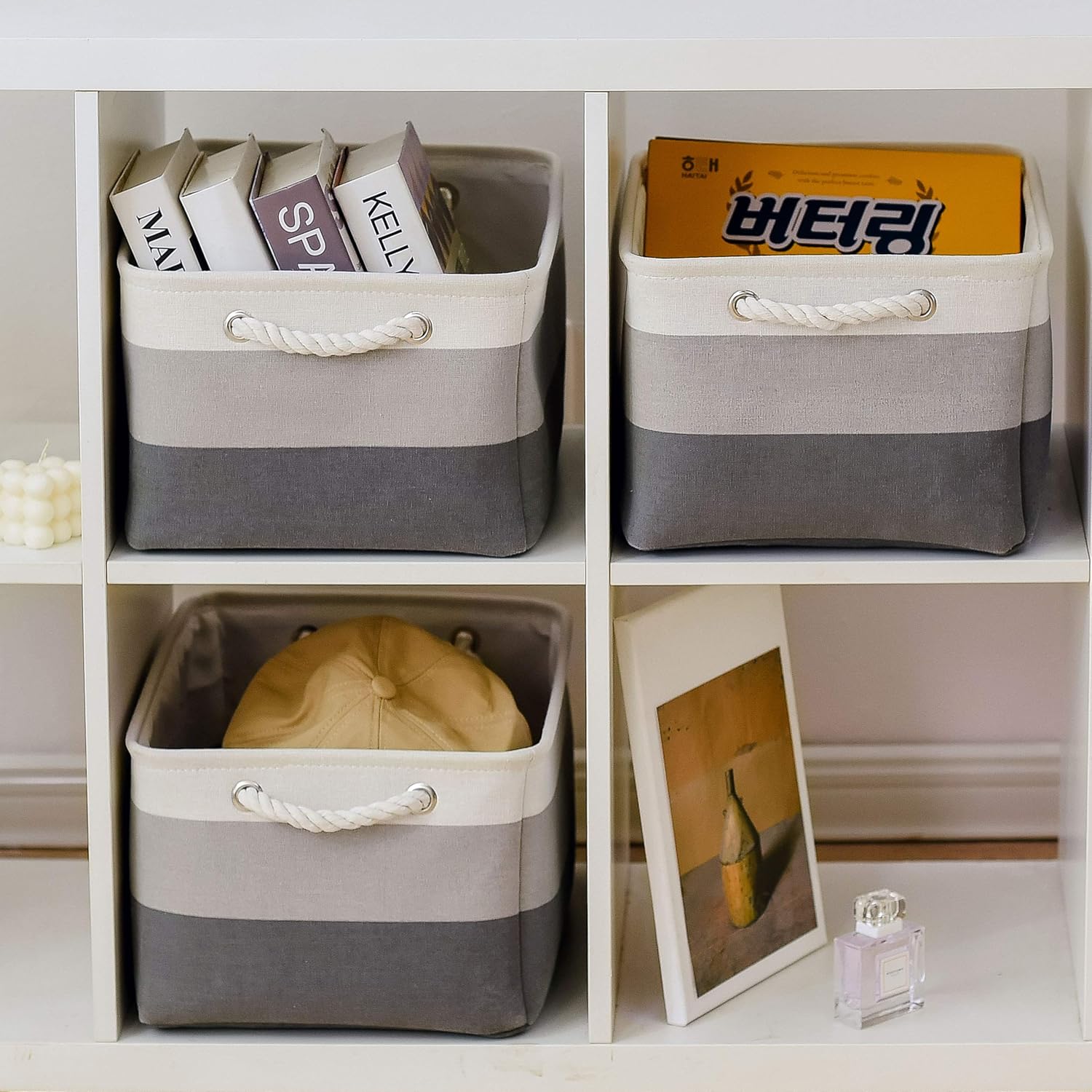 Large Storage Baskets for Shelves, Fabric Baskets for Organizing, Collapsible Storage Bins for