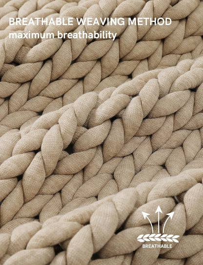 YnM Chunky Throw Blanket, Medium-Weight, Hand Knitted, Skin Friendly, Ventilated and Breathable