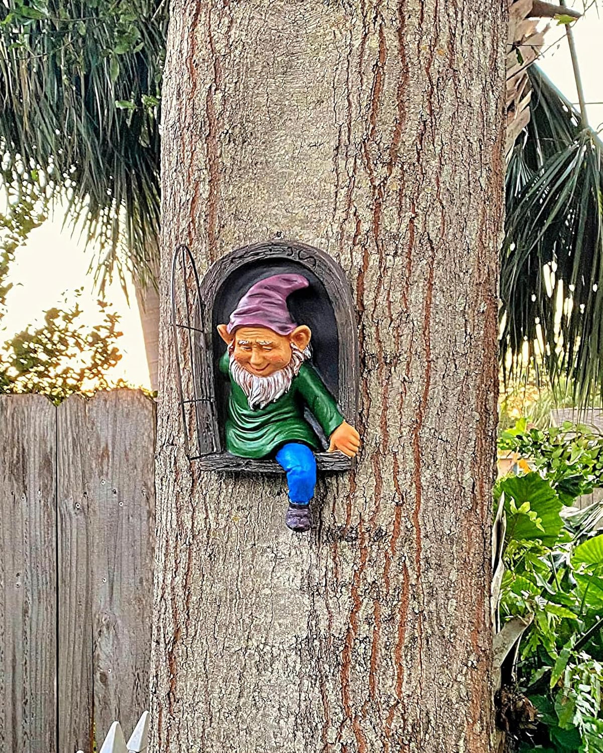 Elenon Gnome Tree Faces Garden Decor, 13inch Elf Out The Window Statue Outdoor Decorations, Tree