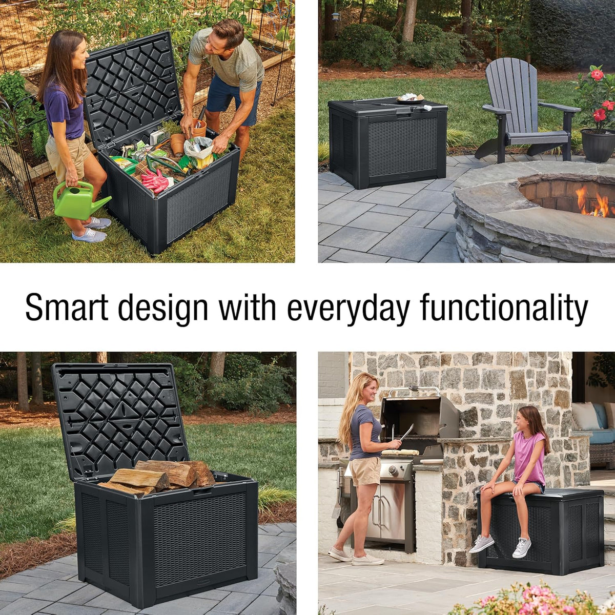 Rubbermaid Medium Resin Outdoor Storage Deck Box (74 Gal), Weather Resistant, Black, Deck