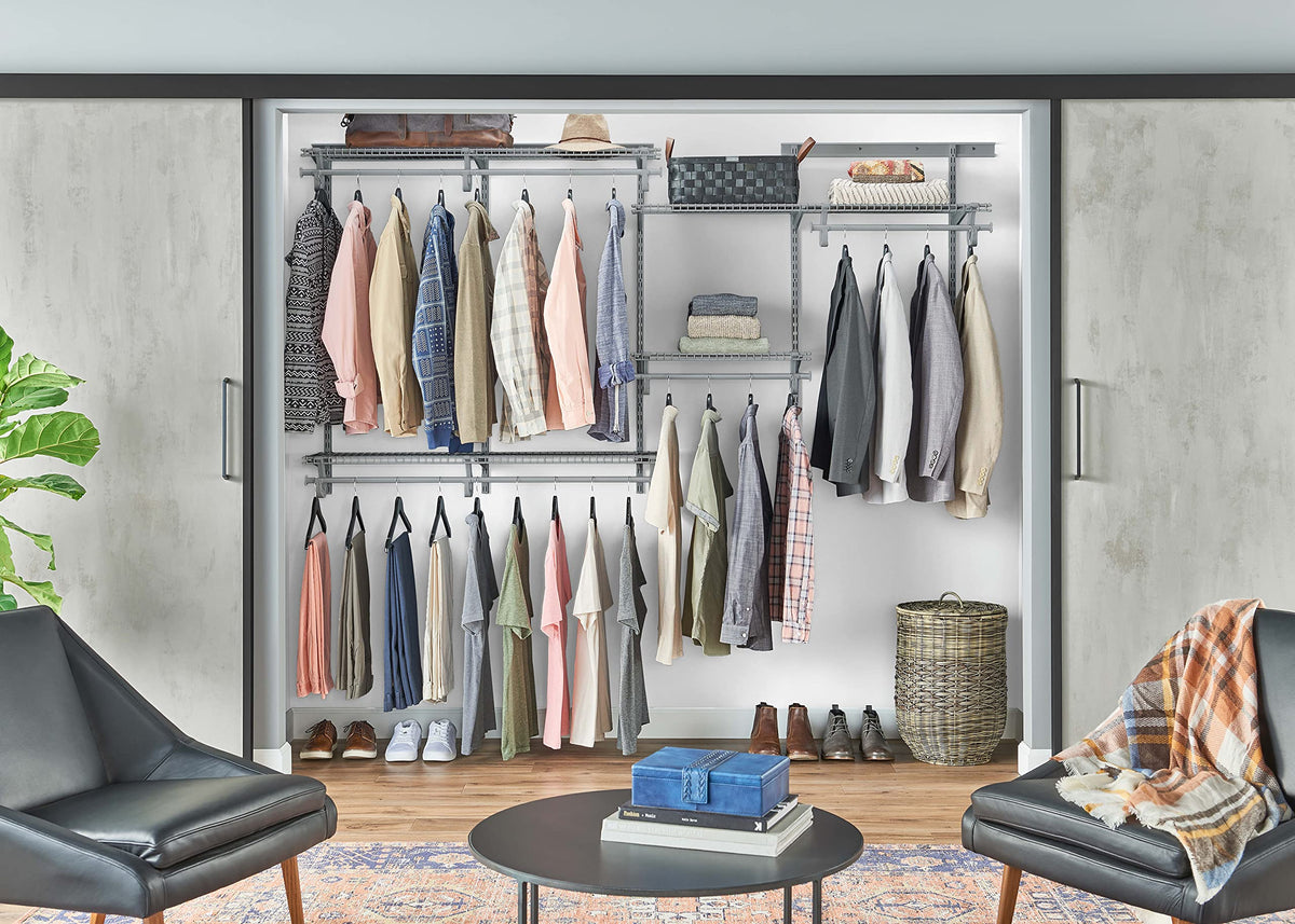 ClosetMaid ShelfTrack Wire Closet Organizer System, Adjustable from 5 to 8 Ft., With Shelves