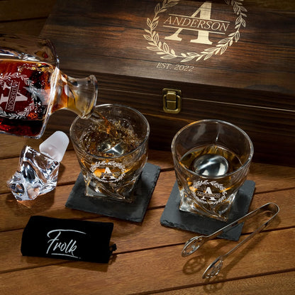 Personalized Whiskey Decanter and Stones Set - Customized Gift for Him - Men, Dad, Father