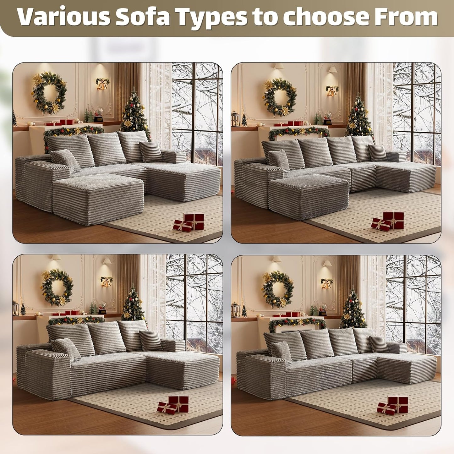HYJT H&K Modular Sectional Sofa Cloud Couch, 107" Comfy L Shaped Sectional Couches for Living Room