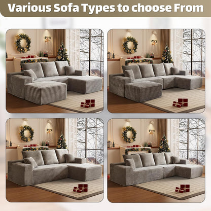 HYJT H&K Modular Sectional Sofa Cloud Couch, 107" Comfy L Shaped Sectional Couches for Living Room