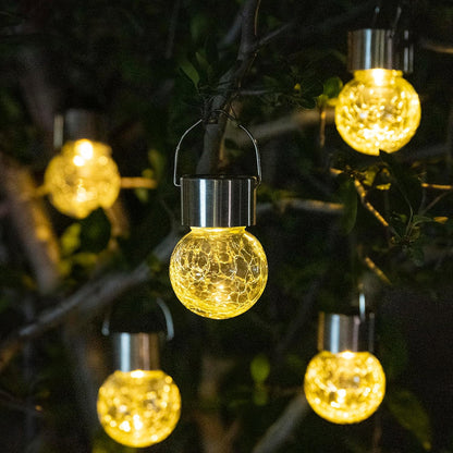 GIGALUMI 8 Pack Solar Outdoor Hanging Lights - Warm White LED, Water Resistant, Glass, Rechargeable
