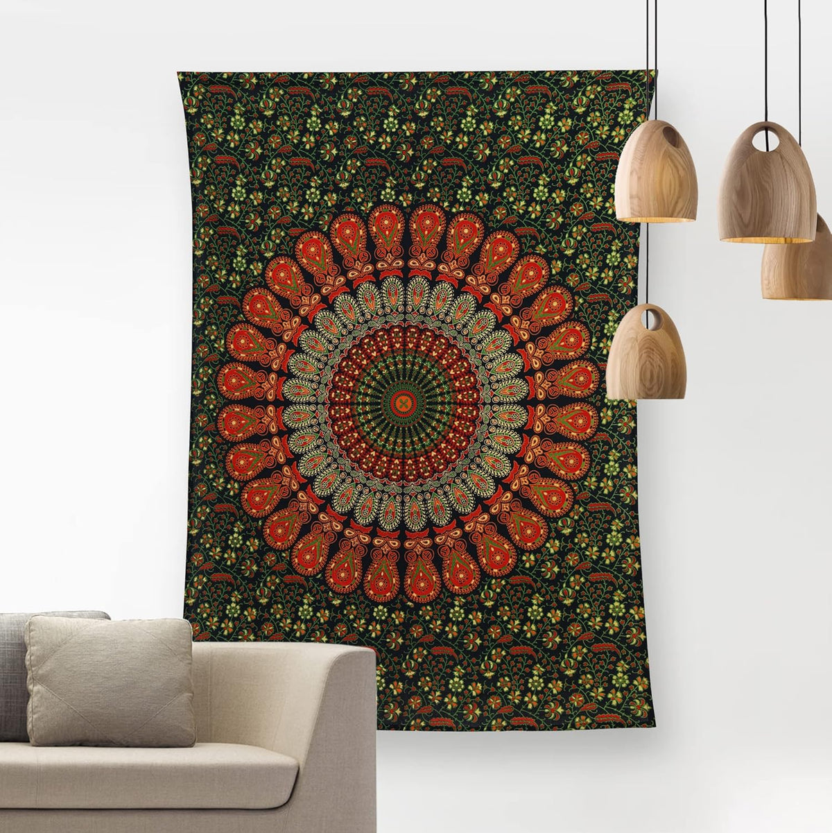Bless International Handmade Indian hippie Bohemian Psychedelic Peacock Mandala Wall hanging