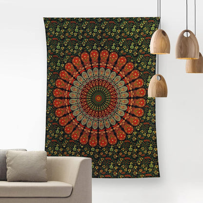 Bless International Handmade Indian hippie Bohemian Psychedelic Peacock Mandala Wall hanging