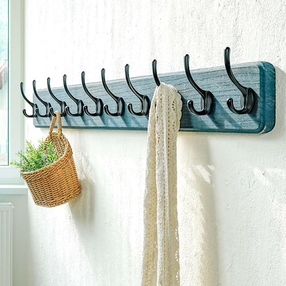 Dseap Coat Rack Wall: 38-1/4" Long, Patented, Heavy-Duty, 10-Double-Hooks Wooden Wall Mounted Coat