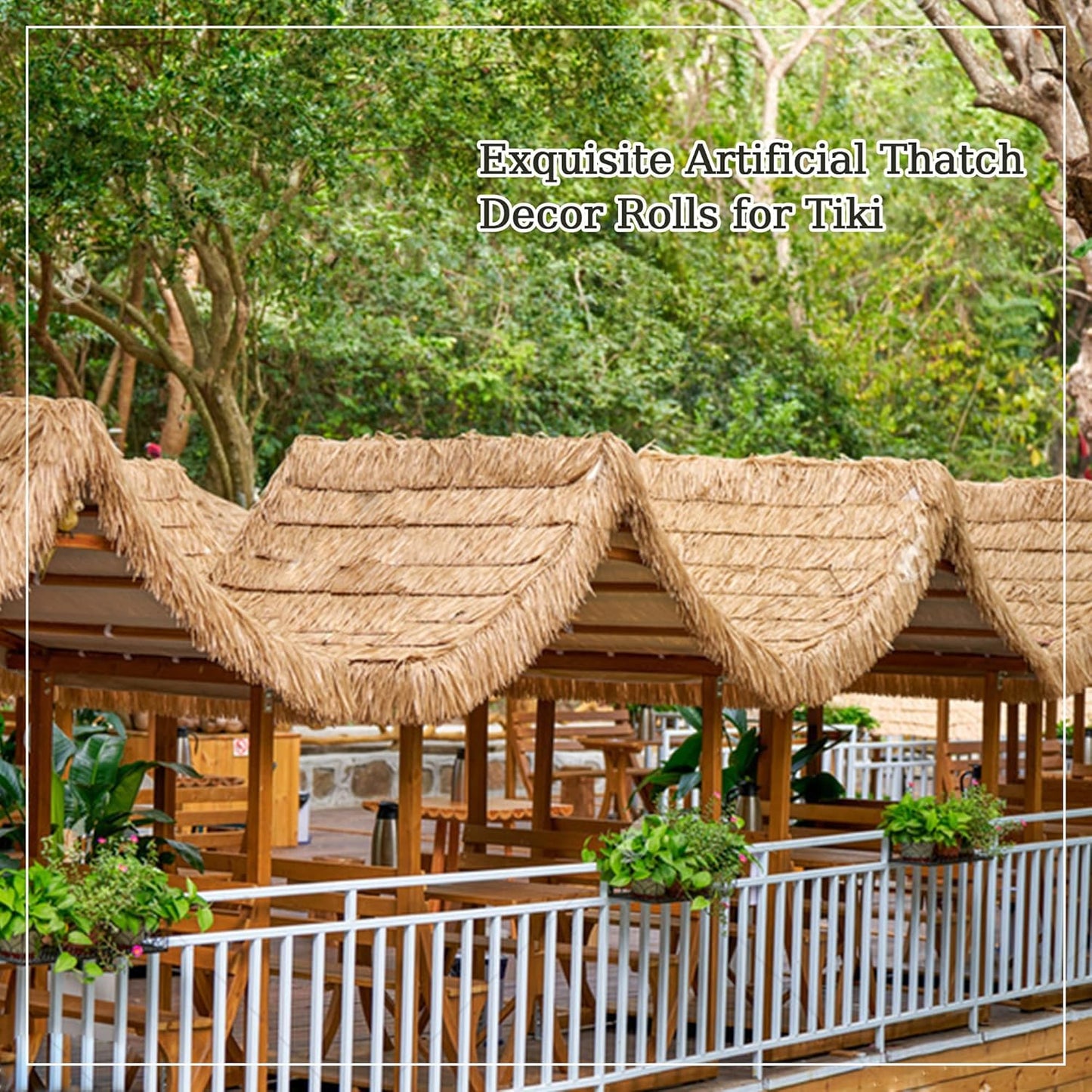 Premium Mexican Style Artificial Palm Thatch Roof Rolls. 5 Lengths, 2 Colors. Waterproof. Easy