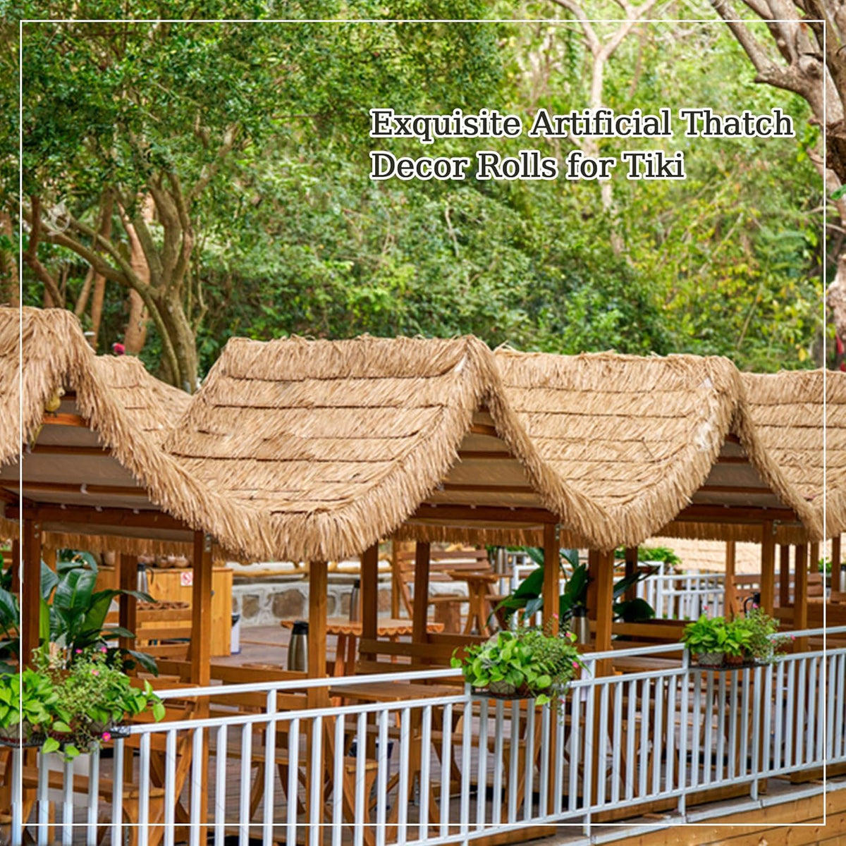 Premium Mexican Style Artificial Palm Thatch Roof Rolls. 5 Lengths, 2 Colors. Waterproof. Easy