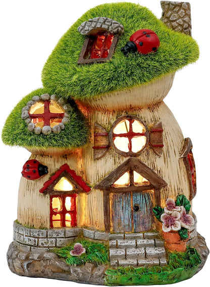 TERESA'S COLLECTIONS Mushroom Garden Statues with Outdoor Solar Light for Garden Decor, Green