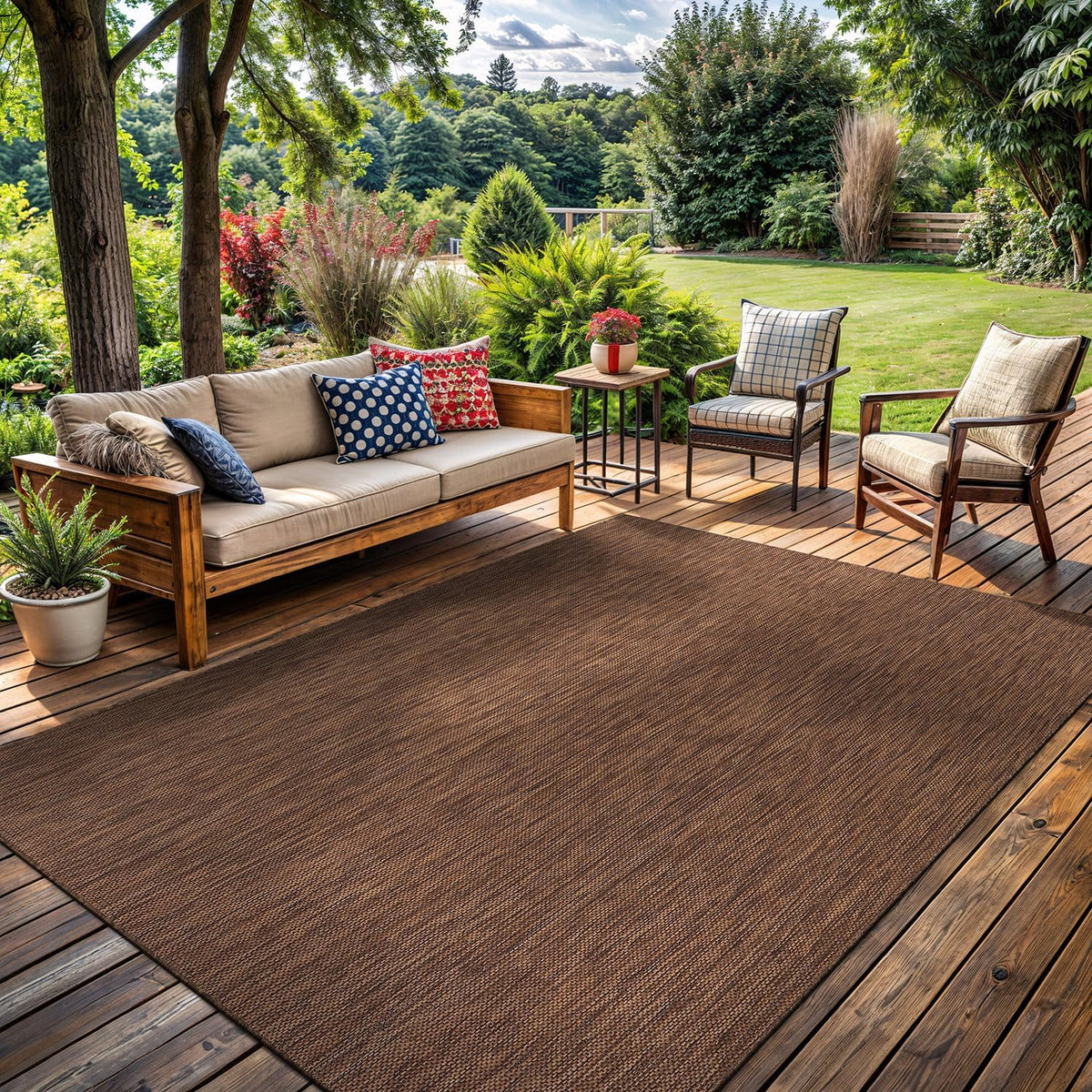 Washable Indoor Outdoor Rug Weather Resistant Carpet Modern Solid for Porch Deck Balcony Backyard