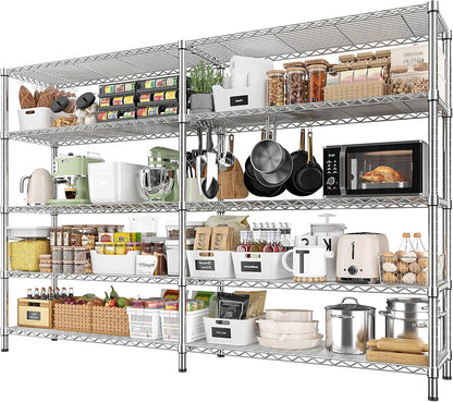REIBII 69.8" W Storage Shelves 1510LBS Wire Shelving Unit 5 Tier Metal Shelving for Storage Rack