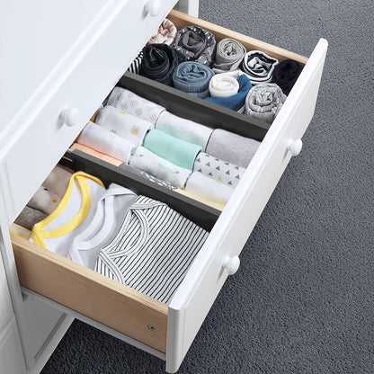 Utoplike 4 pcs Bamboo Kitchen Drawer Dividers Large, Adjustable Black Drawer Organizers, Spring