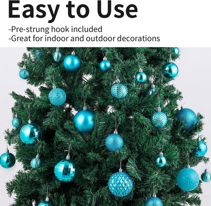 LANGXUN 36pcs Acid Blue Christmas Tree Decorations Balls, Bolas De Navidad, 2025 Christmas Decor