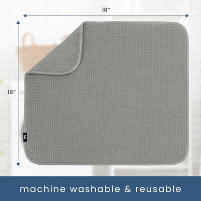 S&T INC. Dish Drying Mat, 16” x 18”, Absorbent Microfiber Kitchen Counter Mat, Dish Drying Pad for