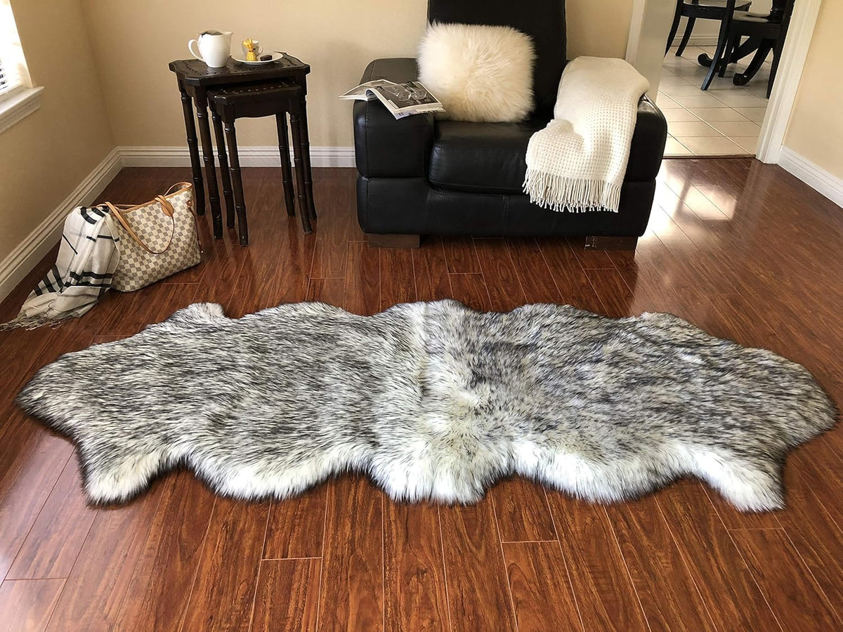 LAMBZY Faux Sheepskin Super Soft Hypoallergenic Free Shape Silky Shag Rug, Luxury Shaggy Silky