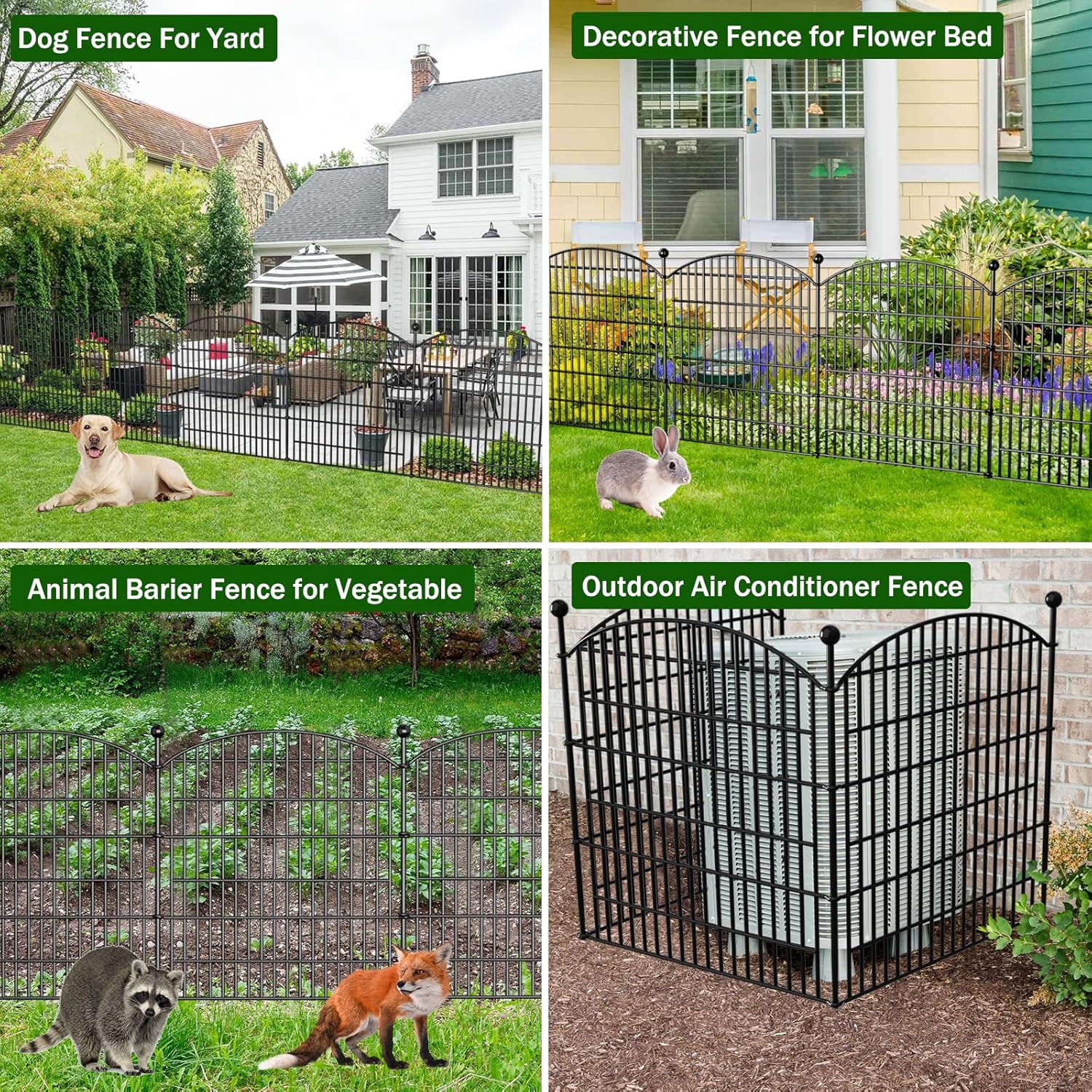10 Panels Decorative Garden Fence - 32 in (H) x 23.6 ft (L) No Dig Dog Fence Outdoor for Yard