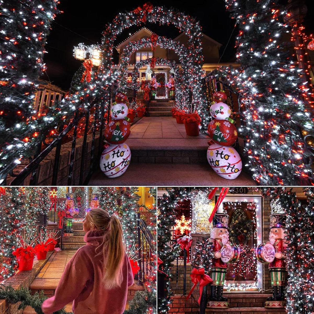 Brizled Red & White Christmas Lights, 33ft 100 LED Christmas String Lights, 5MM Wide Angle Xmas