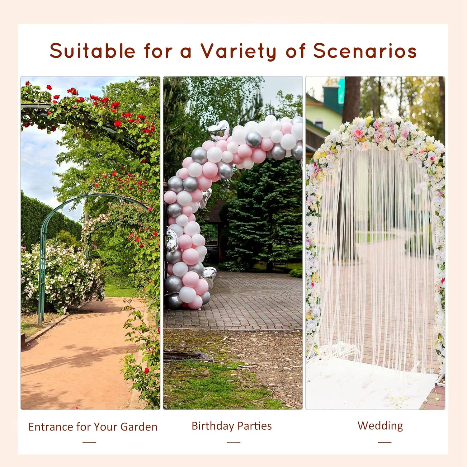 Outsunny 90in Wood Garden Arbor Arch with Trellis Wall for Climbing & Hanging Plants, Decor for