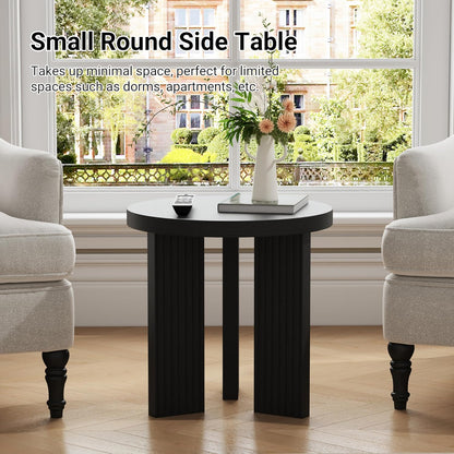 Small Round Side Table, 17.52" Coffee Table with Smooth Thick Mesa, Circle End Table with X Shaped