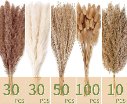 220 PCS Dried Flower Bouquet – Pampas Grass, Floral Decor for Home, Wedding, and Boho Style |