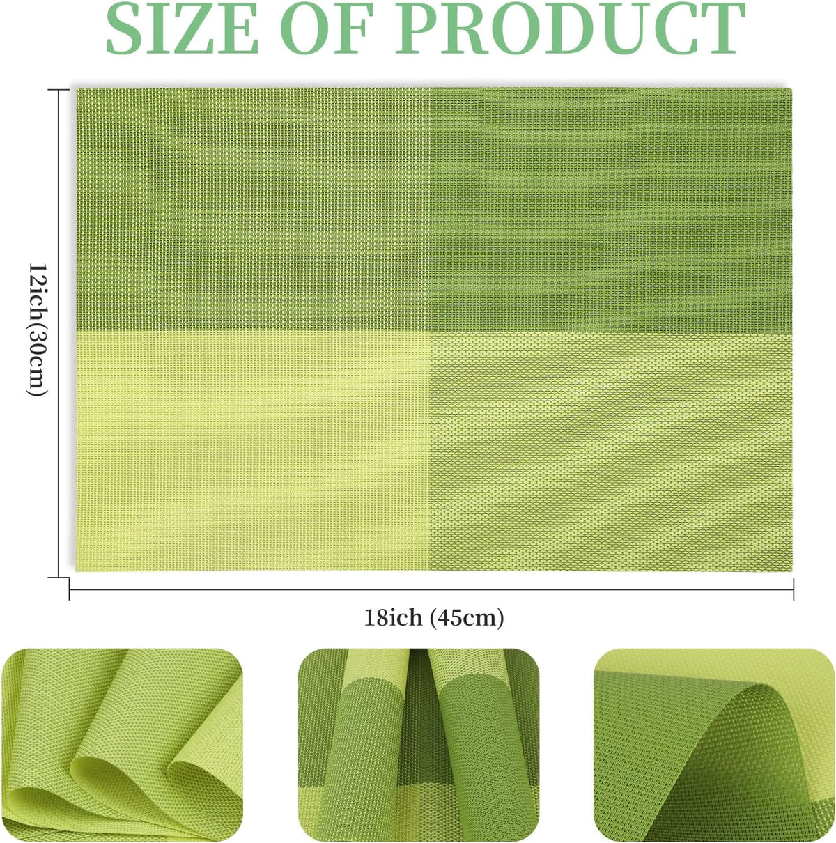 Vinyl Plastic Placemats Set of 6 Washable Heat Resistant Non-Slip Elegant Indoor Outdoor Kitchen