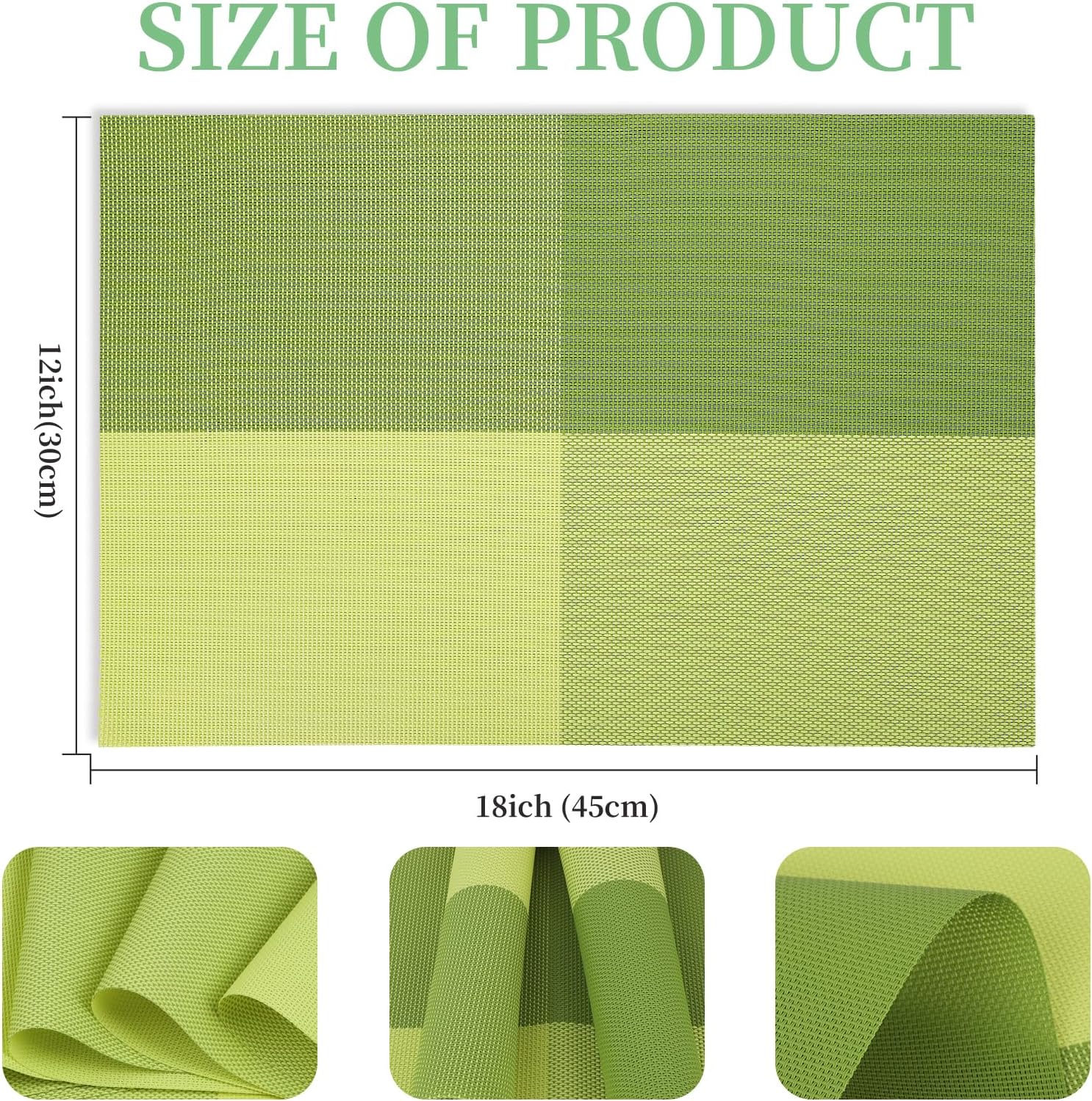Vinyl Plastic Placemats Set of 6 Washable Heat Resistant Non-Slip Elegant Indoor Outdoor Kitchen