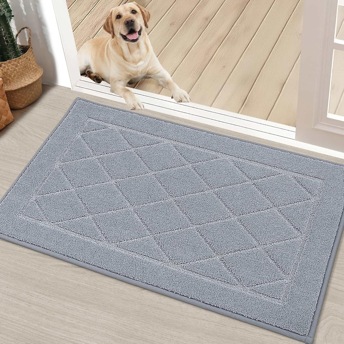 BEQHAUSE Dirt Trapper Door Mat 20" x 32", Doormat Non-Slip Entryway Rugs Washable, Dog Door Mat