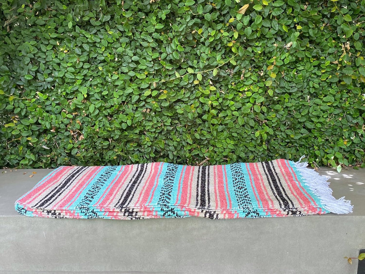 Del Mex Classic Mexican Blanket, Large Authentic Woven Falsa Throw (70"x50"), Artisan Southwest