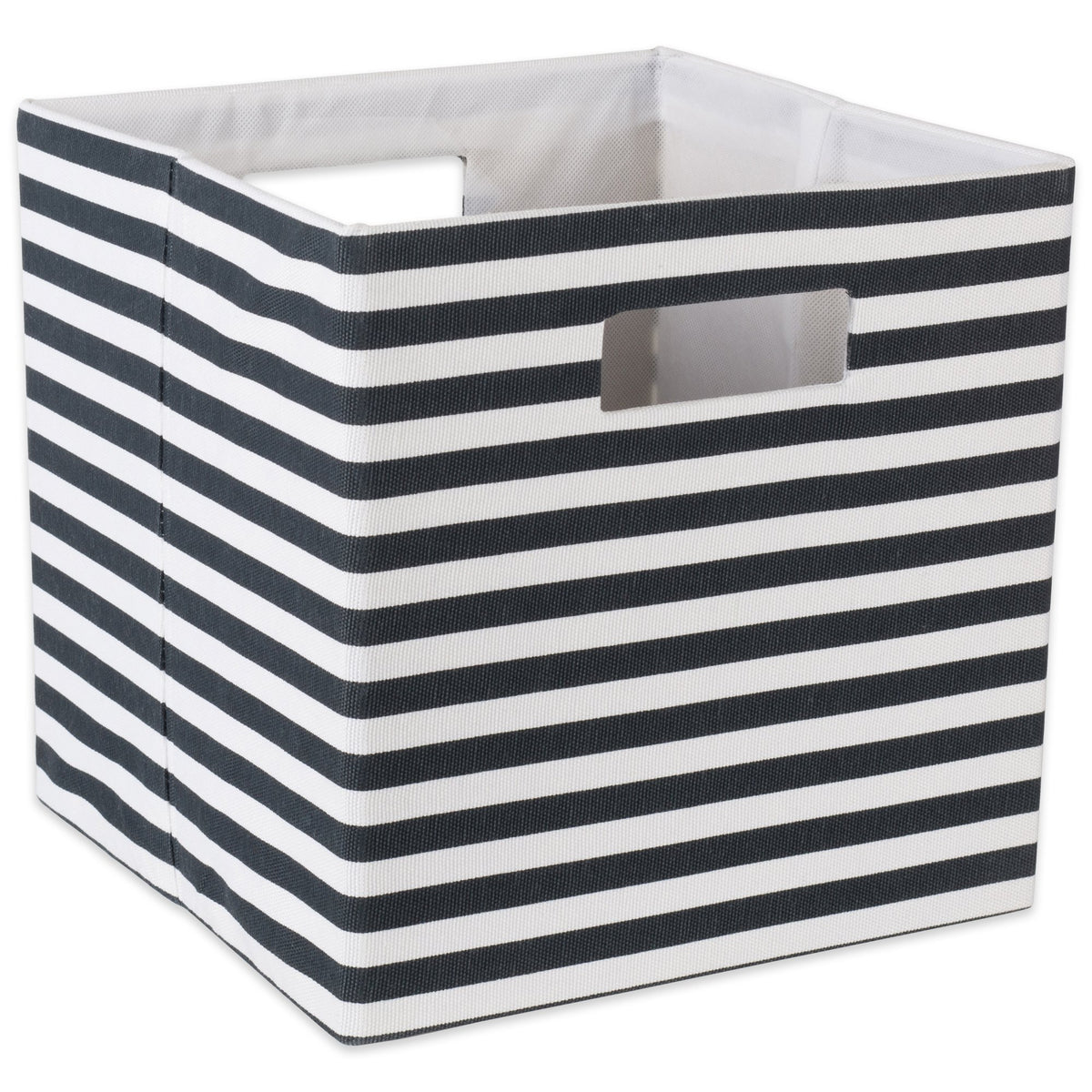 DII Collapsible Polyester Storage Cube, Pinstripe, Black, Large
