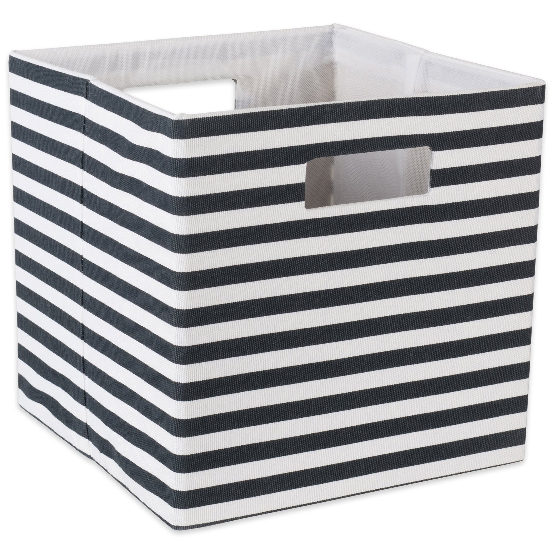 DII Collapsible Polyester Storage Cube, Pinstripe, Black, Large