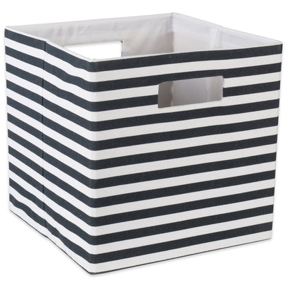 DII Collapsible Polyester Storage Cube, Pinstripe, Black, Large