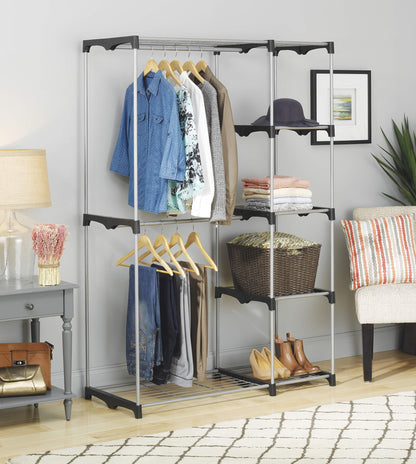 Whitmor Metal Hanging Closet Organizer, Clothes Rack for Hanging Clothes, Double Rod Closet, Metal