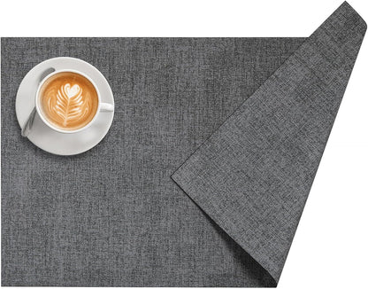 DOLOPL Placemats Set of 6, Reversible Wipeable & Heat Resistant Place Mats, Modern Faux Leather