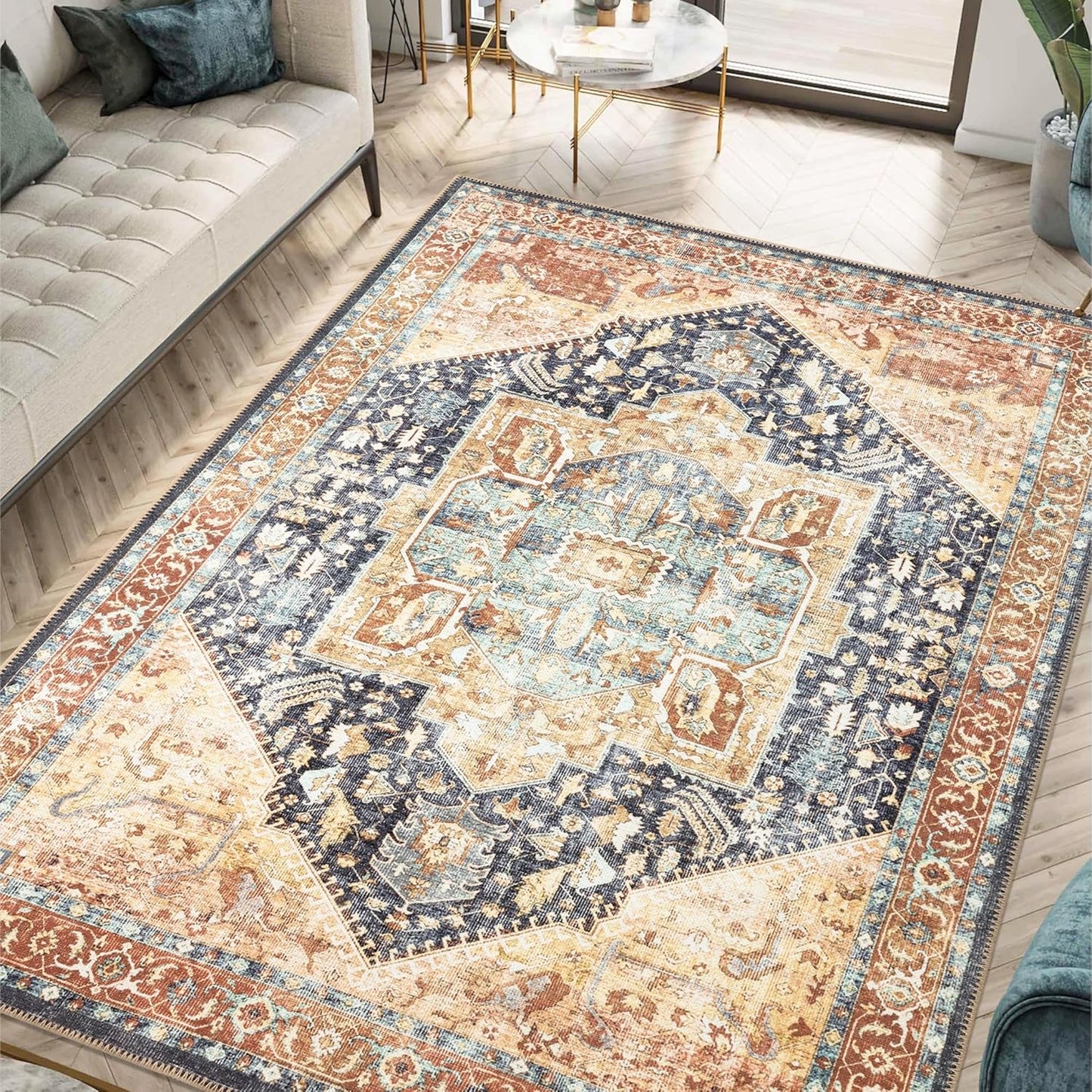 Keen Home Design 9x12 Rug - Machine Washable Area Rug with Non-Slip Backing, Ideal for Living Room