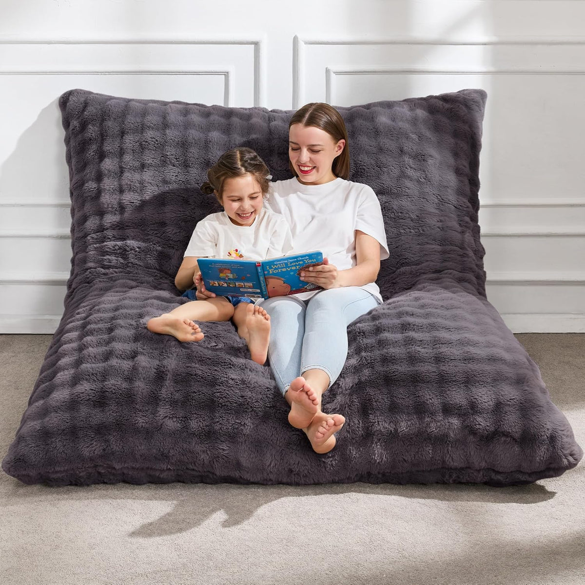 Hobestluk 3 in 1 Bean Bag Chair Giant Bean Bag Chairs for Adults with Bubble Cover Convertible Bean
