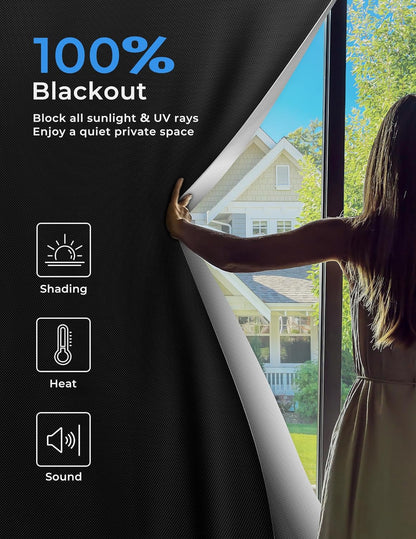 Sumobaby 75"x57" Portable Blackout Curtains, Blinds for Windows with Hook & Loop Tapes, 100%