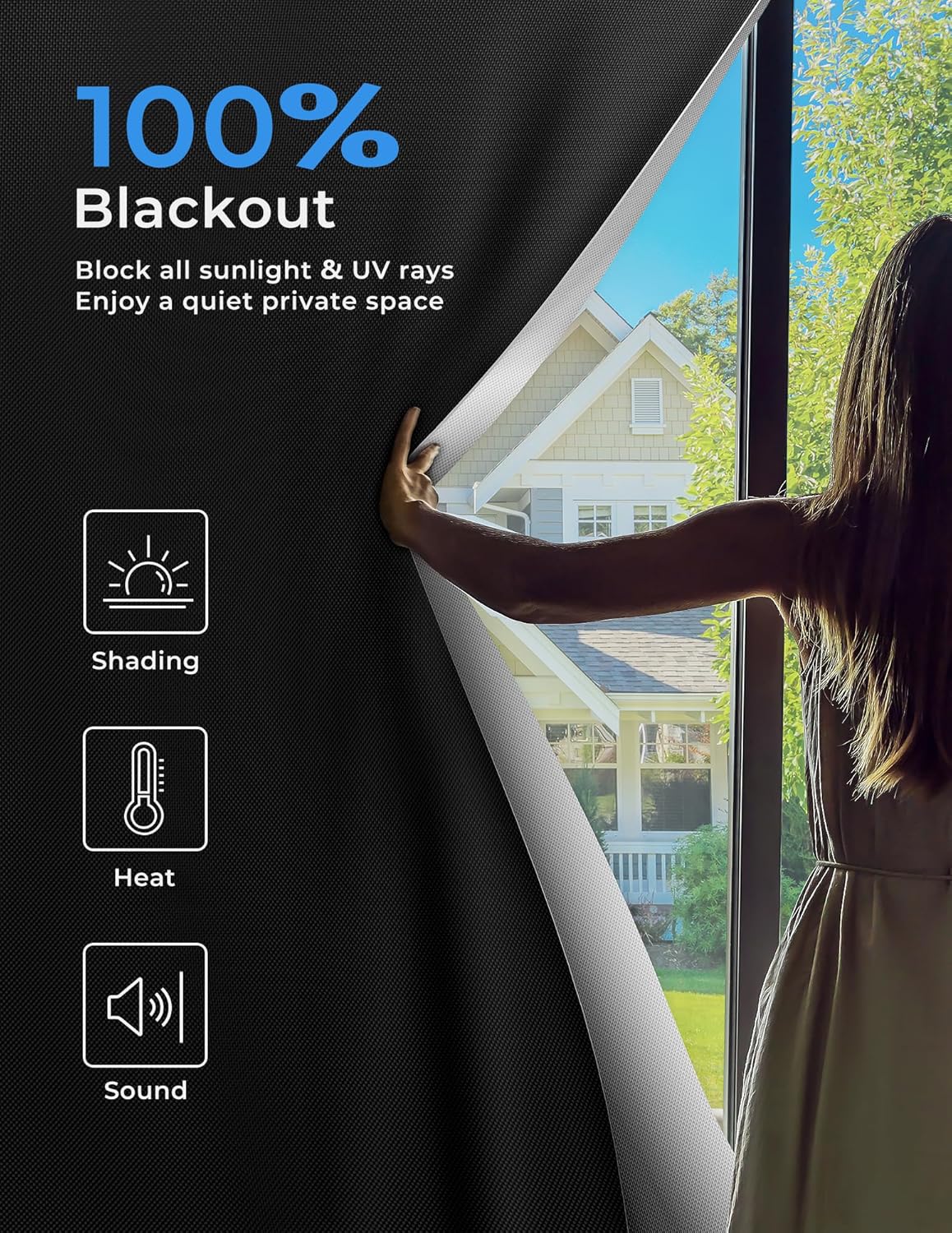 Sumobaby Blackout Curtains for Bedroom 84"x70"Portable Black Out Window Cover with Heat-Resistant