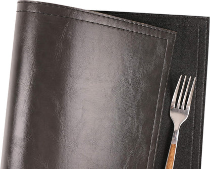 Jovono Waterproof PU Placemats, Faux Leather Dining Table Mat, Set of 8, Easy to Wipe Off Scrub
