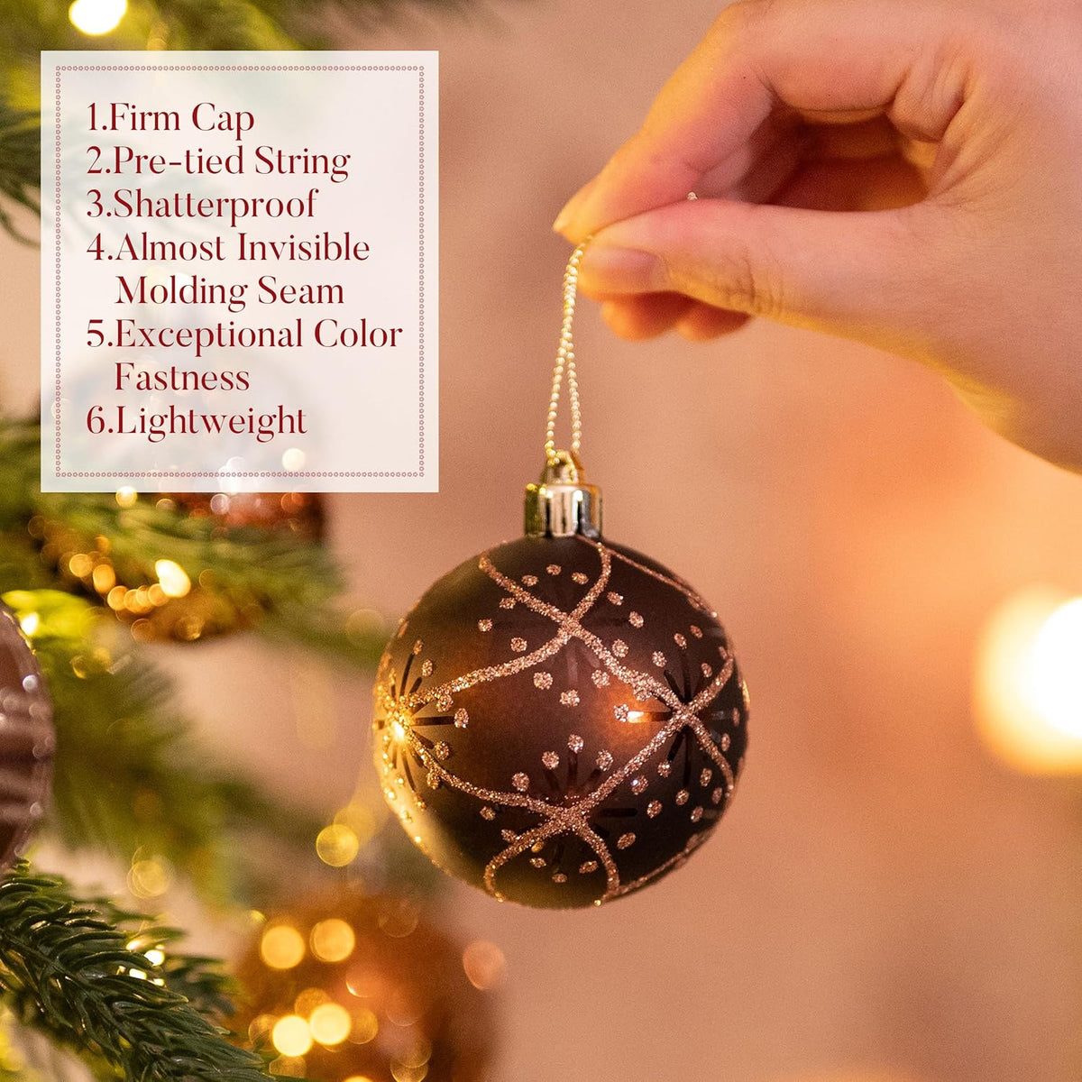 Valery Madelyn Fall Ornaments for Christmas Trees, 16ct Bronze Copper Brown Gold Shatterproof Fall