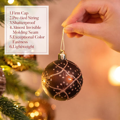 Valery Madelyn Fall Ornaments for Christmas Trees, 16ct Bronze Copper Brown Gold Shatterproof Fall