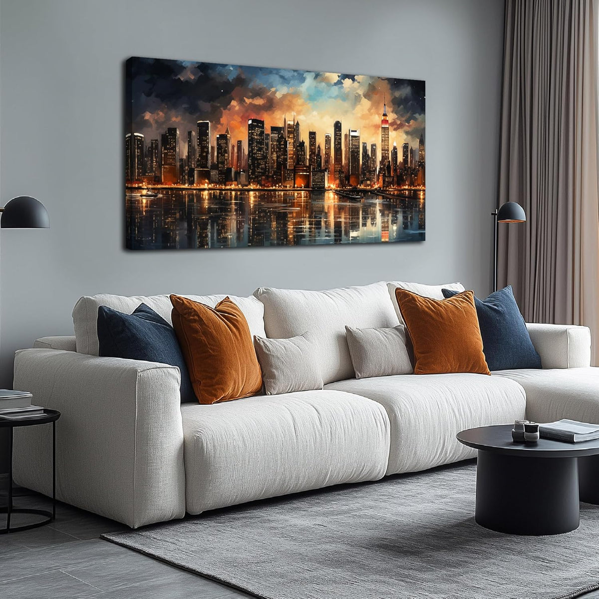 New York Skyline Wall Art for Living Room Modern Canvas Wall Art for Bedroom Above Bed Large Art