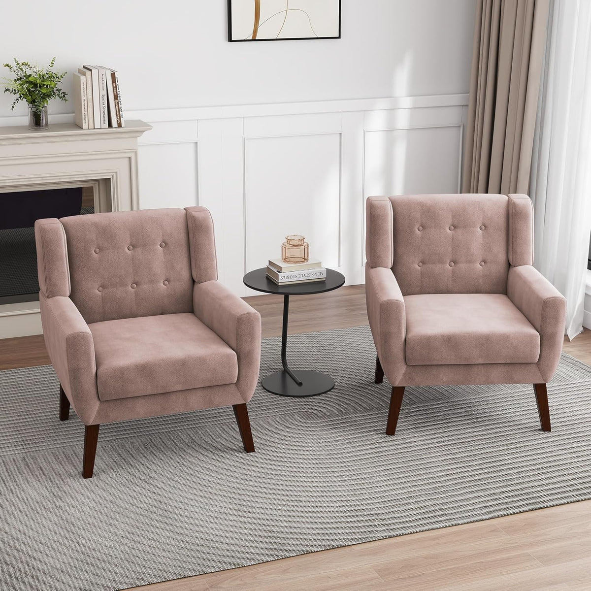 UIXE Accent Chair, Velvet Upholstered Armchair for Living Room, Modern Club Arm Chairs Comfy Single