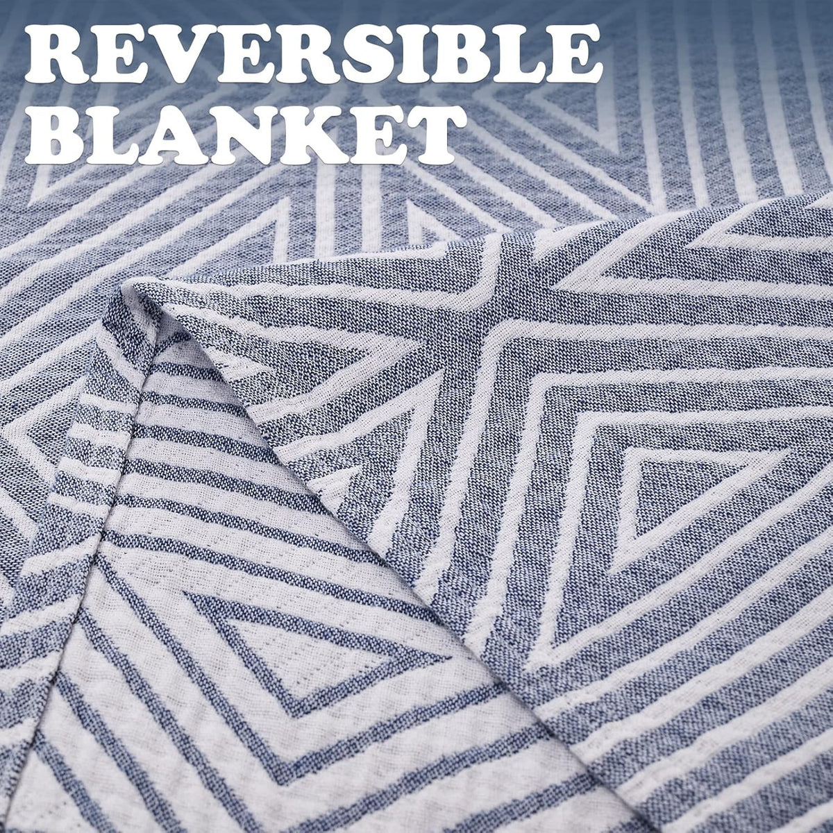 JINCHAN Boho 100% Cotton Blanket Muslin Twin Size 60x80 Inches Lightweight 3-Layer Geometric