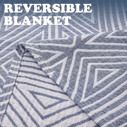 JINCHAN Boho 100% Cotton Blanket Muslin Twin Size 60x80 Inches Lightweight 3-Layer Geometric
