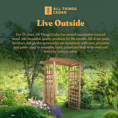 All Things Cedar 8-Foot Pagoda Arbor Garden Arch Trellis for Climbing Plants, Transform Garden or