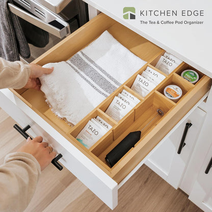 Premium Tea Bags and Coffee Pods Drawer Organizer – Small 9-Compartment Design with Removable Wall